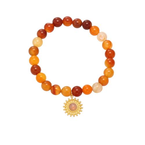 Stainless Steel Jewelry Bracelet 304 Stainless Steel with Natural Stone & Elastic Thread & Agate plated fashion jewelry & for woman Sold By PC
