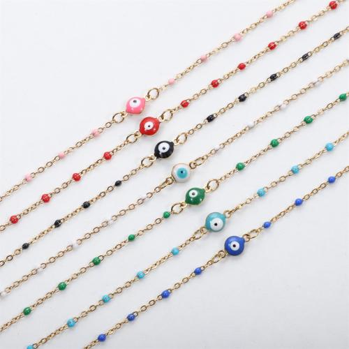 Edelstahl Schmuck Armband, 304 Edelstahl, mit Verlängerungskettchen von 5cm, 18K vergoldet, verschiedene Stile für Wahl & für Frau & Emaille, keine, Länge 17 cm, verkauft von PC