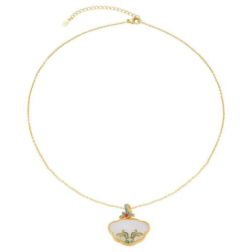 Collier en laiton, avec résine, avec 5cm chaînes de rallonge, Placage, bijoux de mode & pour femme & autocollant époxyde, Longueur Environ 40 cm, Vendu par PC