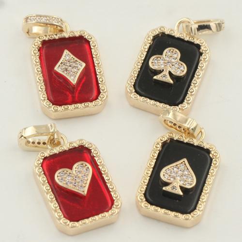 Cúbicos Circonia Colgante Latón Micro pavimenta, metal, Poker, chapado en color dorado, Bricolaje & diferentes estilos para la opción & micro arcilla de zirconia cúbica & esmalte, pendant length 10-25mm, Vendido por UD