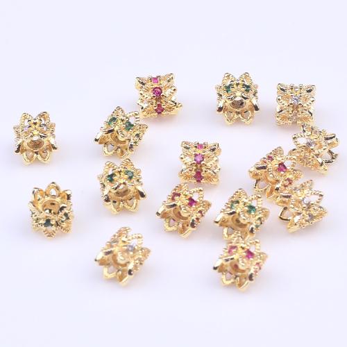 Brass Bead Cap plated DIY & micro pave cubic zirconia Approx 1.8mm Sold By PC