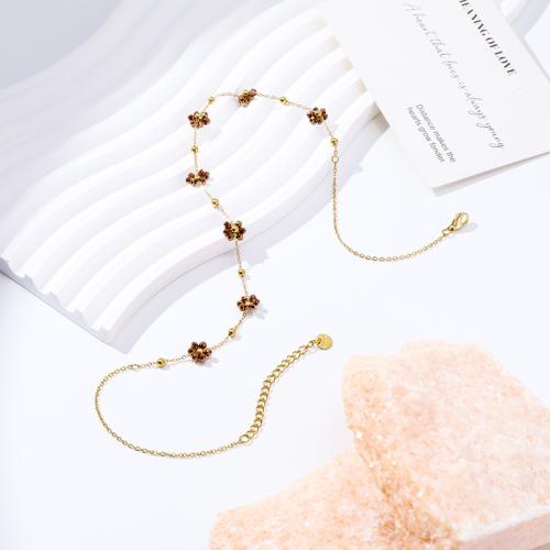 Roestvrij staal halskettingen, 304 roestvrij staal, met Kristal, gold plated, mode sieraden, meer kleuren voor de keuze, Verkocht door PC