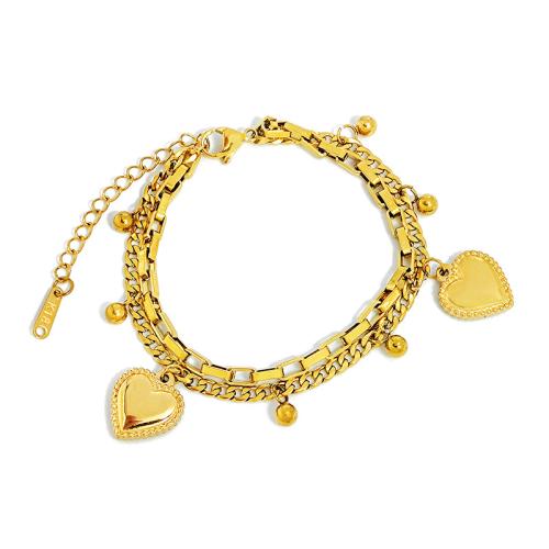 Titanium Steel Bracelet & Bangle with 5cm extender chain plated Double Layer & fashion jewelry & for woman Length 16 cm Sold By PC