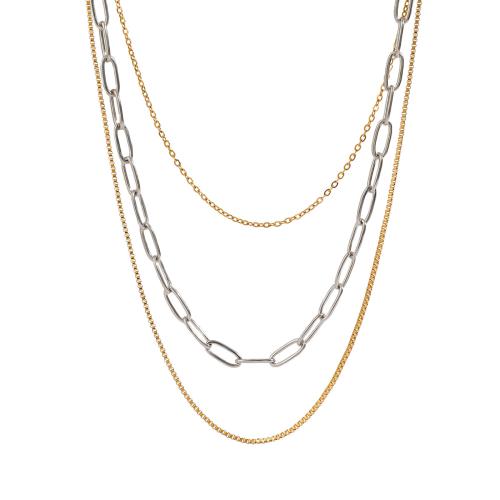 Stainless Steel Jewelry Necklace 304 Stainless Steel plated three layers & for woman & two tone Sold By PC