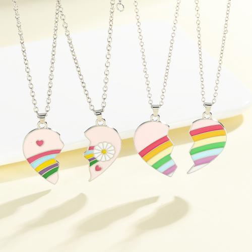 Zinc Alloy smykker halskæde, forgyldt, 2 stykker & Unisex & forskellige design til valg & emalje, oprindelige farve, Solgt af sæt