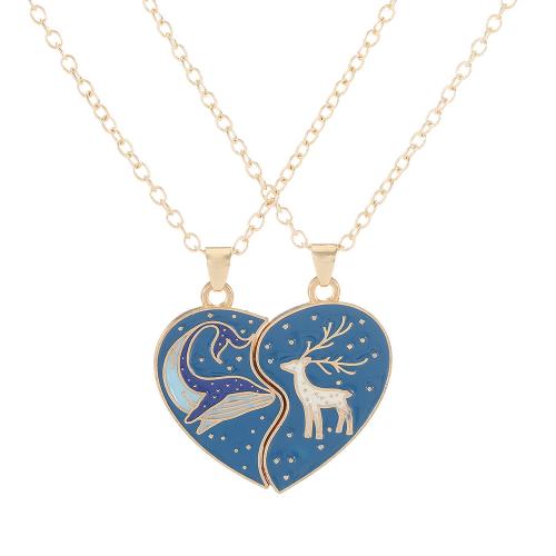 Zinc Alloy Jewelry Necklace plated 2 pieces & Unisex & enamel golden Sold By Set