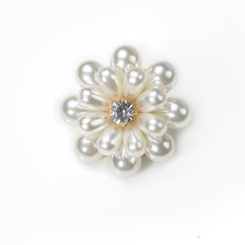 Messing Ohrstecker, mit Kunststoff Perlen, Blume, goldfarben plattiert, Modeschmuck & mit Strass, gemischte Farben, frei von Nickel, Blei & Kadmium, 30.35x24.60x32.87mm, verkauft von Paar