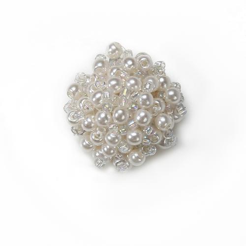 Messing Ohrstecker, mit Kunststoff Perlen, Blume, plattiert, Modeschmuck, gemischte Farben, frei von Nickel, Blei & Kadmium, 23.70x12.26x24.36mm, verkauft von Paar