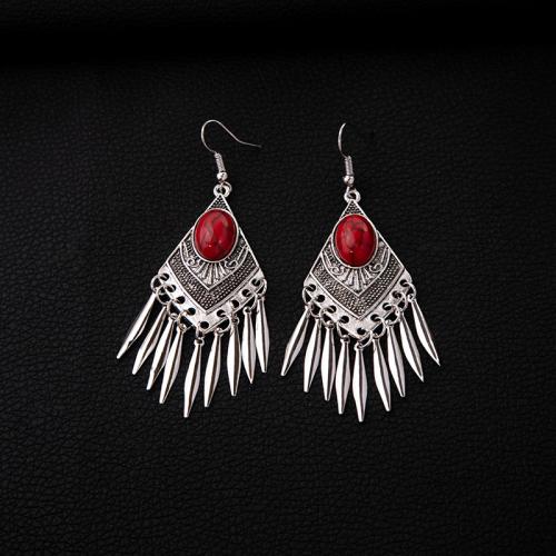 liga de zinco brincos tipo gota, with turquesa, banhado, estilo folk & Vario tipos a sua escolha & para mulher, earring length 60-80mm, vendido por par