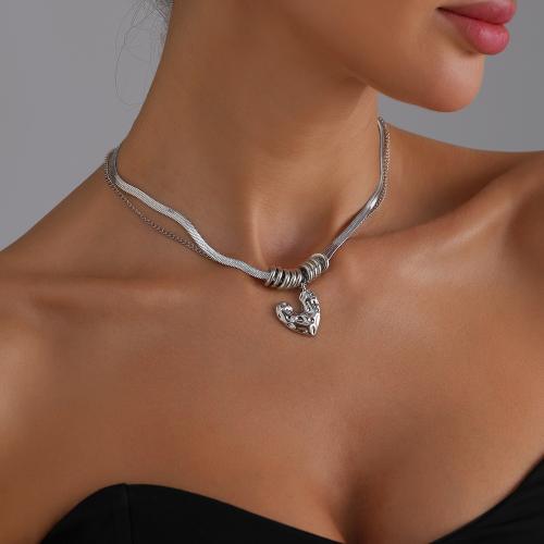 Collar de Aleación de Zinc, chapado en color dorado, Joyería, plateado, Vendido por UD