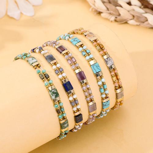 الأزياء والمجوهرات سوار, 304 الفولاذ المقاوم للصدأ, مع Seedbead & حجر طبيعي & بلور, لون الذهب مطلي, مجوهرات الموضة, المزيد من الألوان للاختيار, تباع بواسطة PC