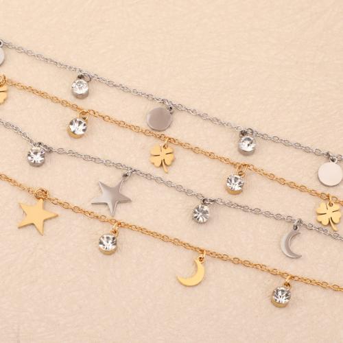 Stainless Steel Jewelry Bracelet 304 Stainless Steel with Rhinestone gold color plated fashion jewelry Sold By PC