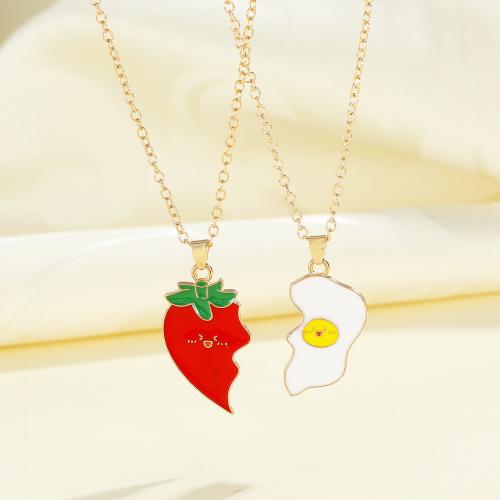 Zinc Alloy Jewelry Necklace plated 2 pieces & Unisex & enamel golden Sold By Set
