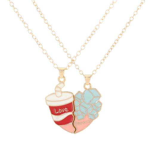 Zinc Alloy Jewelry Necklace plated 2 pieces & Unisex & enamel golden Sold By Set