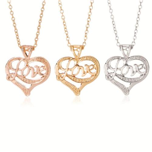 Zink Alloy Smycken Collier, plated, för kvinna & med strass & ihålig, fler färger för val, 3.30x2.90mm, Längd 50 cm, Säljs av PC