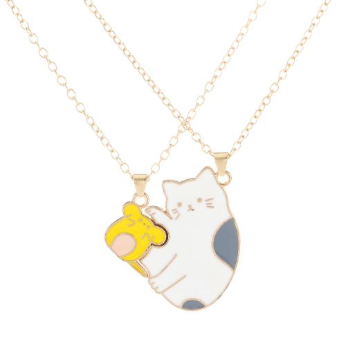 Zinc Alloy Jewelry Necklace plated 2 pieces & Unisex & enamel golden Sold By Set