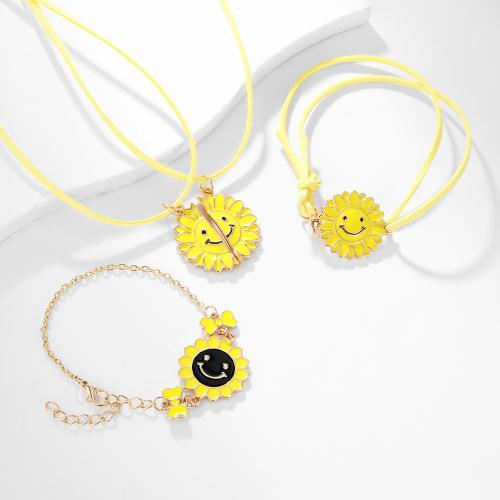Conjuntos de joyería de aleación de zinc, con paño, chapado, Chica & diferentes estilos para la opción & esmalte, dorado, Vendido por UD