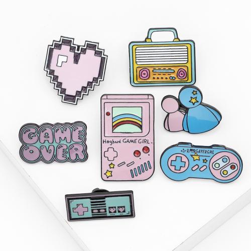 Emaille-Brosche, Zinklegierung, plattiert, unisex & verschiedene Stile für Wahl, schwarz, verkauft von PC