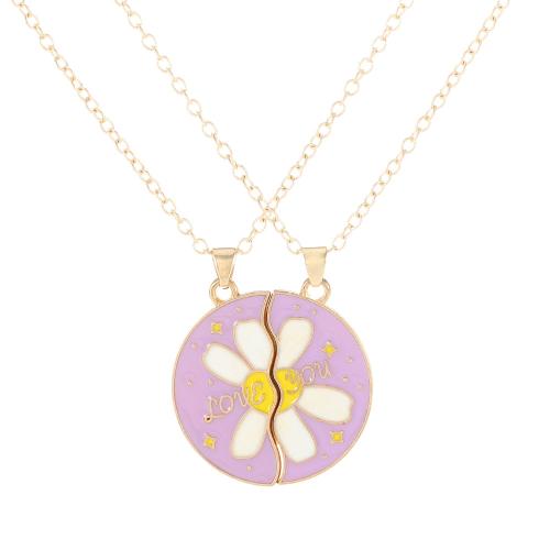 Zinc Alloy Jewelry Necklace plated 2 pieces & Unisex & enamel golden Sold By Set
