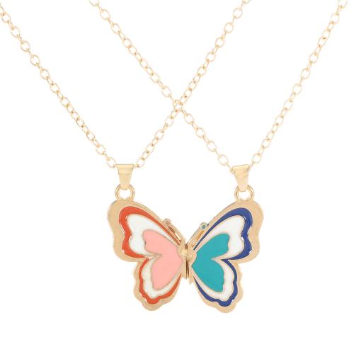 Zinc Alloy Jewelry Necklace plated 2 pieces & Unisex & enamel golden Sold By Set