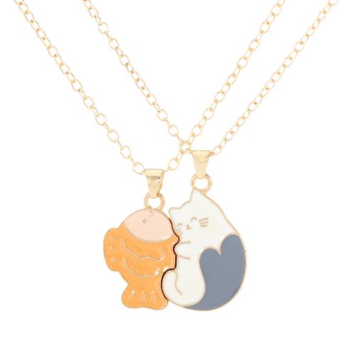 Zinc Alloy Jewelry Necklace plated 2 pieces & Unisex & enamel golden Sold By Set