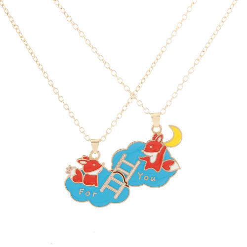 Zinc Alloy Jewelry Necklace plated 2 pieces & Unisex & enamel golden Sold By Set