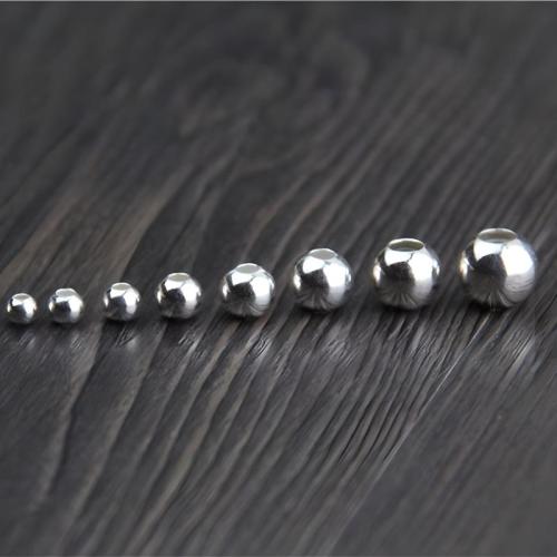 925 Sterling Silver Beads Round polished DIY silver color Sold By PC