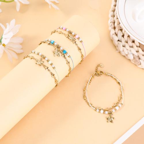 Bracciale gioielli in acciaio inossidabile, 304 acciaio inox, with Madreperla, placcato color oro, Doppio strato & gioielli di moda, nessuno, Venduto da PC