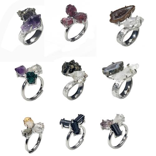 Dragi kamen Finger Ring, s 304 nehrđajućeg čelika, nasumično poslano & modni nakit & bez spolne razlike, miješana boja, Unutarnji promjer:Približno 18.62mm, Prodano By PC