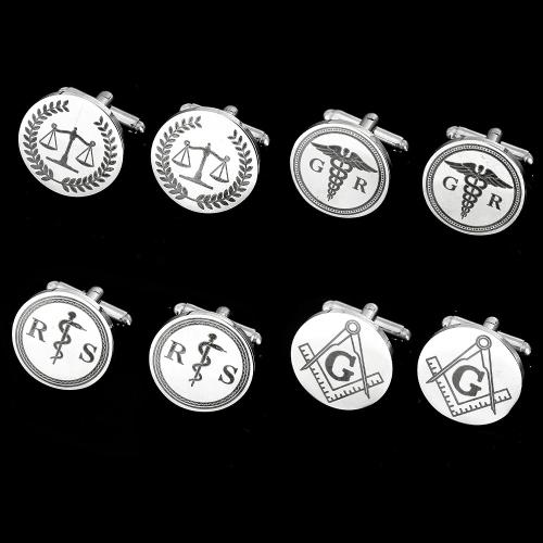 Boutons de manchette, Acier inoxydable 304, Rond, Placage, modèles différents pour le choix & pour homme, couleur originale, Vendu par paire