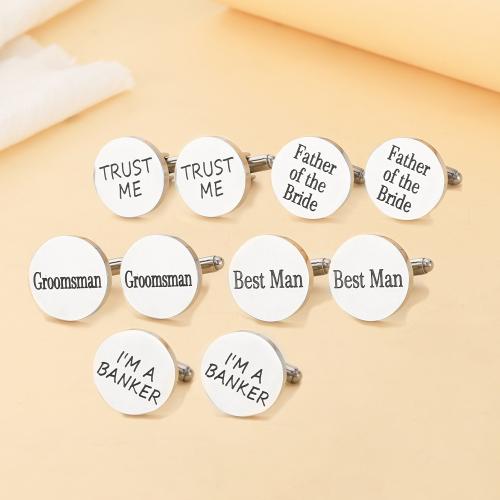Boutons de manchette, Acier inoxydable 304, Rond, Placage, modèles différents pour le choix & pour homme, couleur originale, Vendu par paire