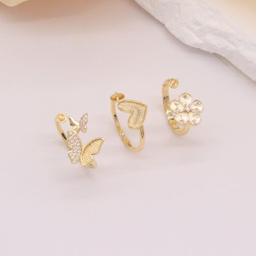 Brass Bezel Ring Base plated DIY & micro pave cubic zirconia Sold By PC