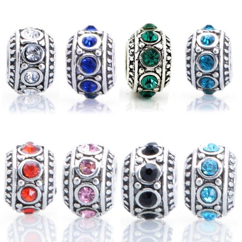 Zinc Alloy European Beads plated DIY & with rhinestone The outer diameter is approximately 14mm Approx 5mm Sold By PC