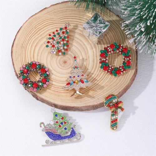 Rhinestone Brooch Zinc Alloy Christmas Design & for woman & with rhinestone Sold By PC