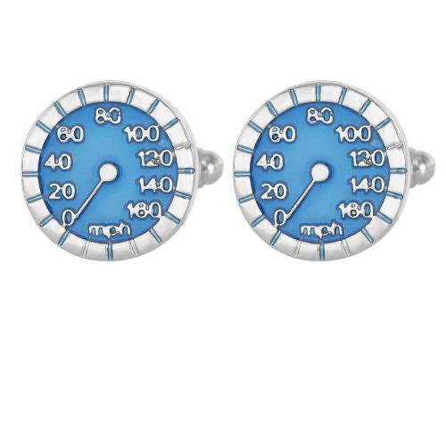 Boutons de manchette, alliage de zinc, Rond, Placage, pour homme & émail, couleur originale, Vendu par paire