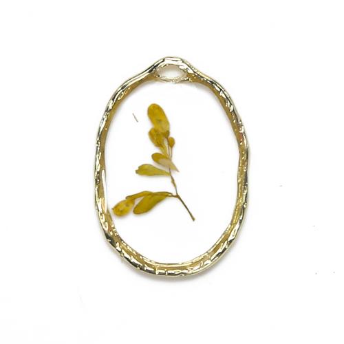 Mosiądz Wisiorek, ze Suszonych kwiatów & żywica, Powlekane, DIY, mieszane kolory, bez zawartości niklu, ołowiu i kadmu, 19.90x2.88x28.51mm, sprzedane przez PC