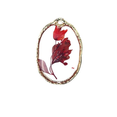 Mosiądz Wisiorek, ze Suszonych kwiatów & żywica, Powlekane, DIY, mieszane kolory, bez zawartości niklu, ołowiu i kadmu, 19.90x2.88x28.51mm, sprzedane przez PC