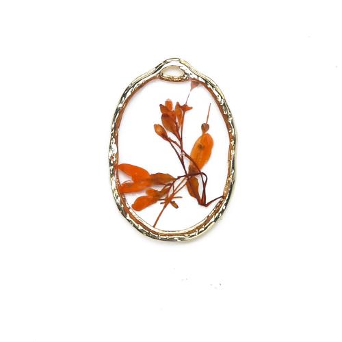 Sárgaréz Függő, -val Szárított virág & Gyanta, galvanizált, DIY, kevert színek, nikkel, ólom és kadmium mentes, 19.90x2.88x28.51mm, Által értékesített PC