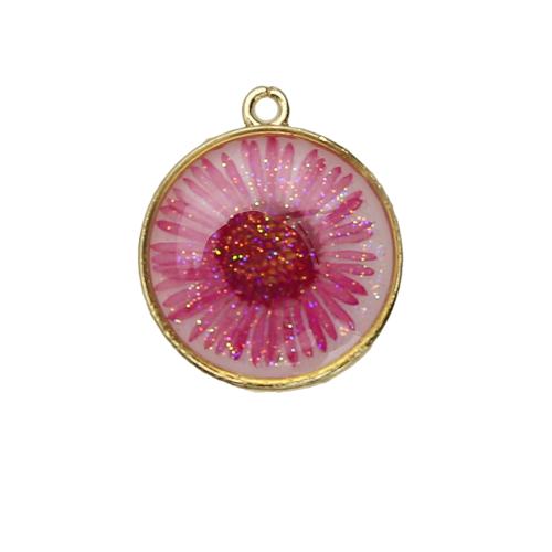 Sárgaréz Függő, -val Szárított virág & Gyanta, galvanizált, DIY, kevert színek, nikkel, ólom és kadmium mentes, 19.11x4.59x21.88mm, Által értékesített PC