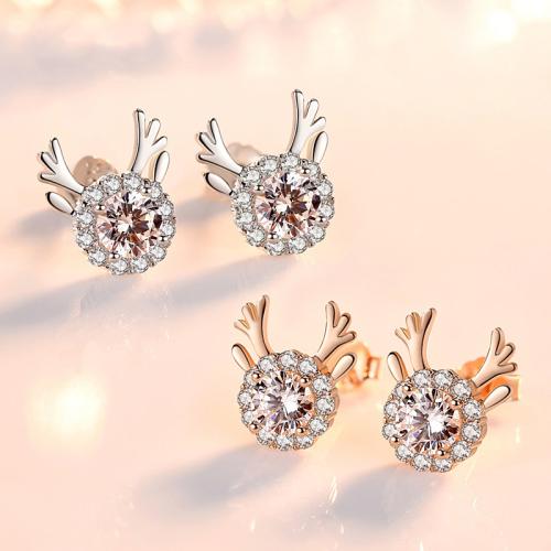 Cubic Zirconia Micro Pave Brass Earring plated fashion jewelry & micro pave cubic zirconia Sold By Pair