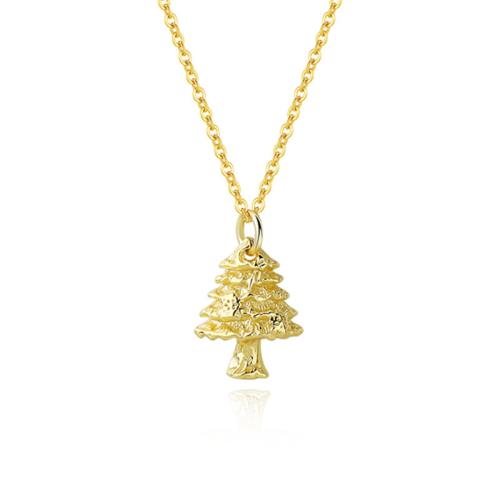 Colliers de Noël, laiton, arbre de noël, Placage, bijoux de mode, doré, 40+5cm, Longueur Environ 40 cm, Vendu par PC