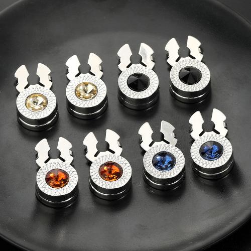 Cufflinks Zinc Alloy Round plated for man & with rhinestone Sold By Pair