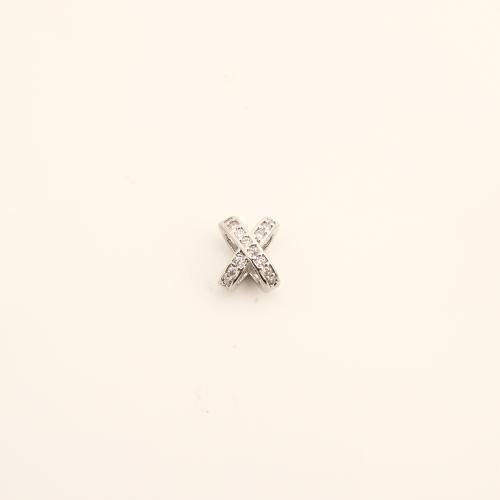Cubic Zirconia Micro Pave Brass Pendant Letter X DIY & micro pave cubic zirconia silver color Sold By PC