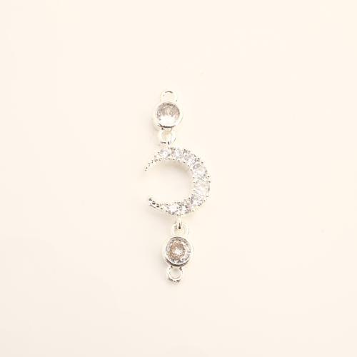 Cubic Zirconia Micro Pave Latão Connector, cobre, DIY & micro pavimento em zircônia cúbica, prateado, 31.50x10.50x2mm, vendido por PC