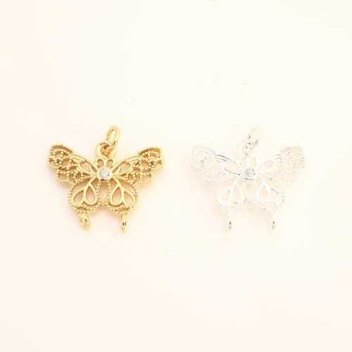 Cubic Zirconia Micro Pave Brass Pendant Butterfly DIY & micro pave cubic zirconia & hollow Sold By PC