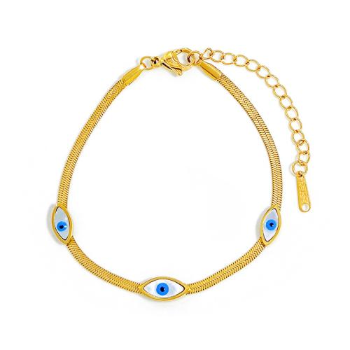 Gioielli male braccialetto dell'occhio, Titantium acciaio, with acrilico, with 5cm extender chain, placcato, gioielli di moda & per la donna, dorato, Lunghezza Appross. 17 cm, Venduto da PC