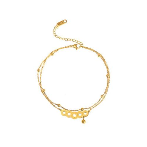 Titantium acciaio cavigliera, with 5cm extender chain, placcato, Doppio strato & per la donna & cavo, dorato, Lunghezza Appross. 21 cm, Venduto da PC