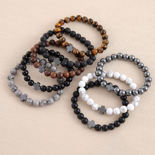 Gemstone Bracciali, Pietra naturale, with filo elastico & Ematite, fatto a mano, gioielli di moda & materiali diversi per la scelta & unisex, Venduto da PC