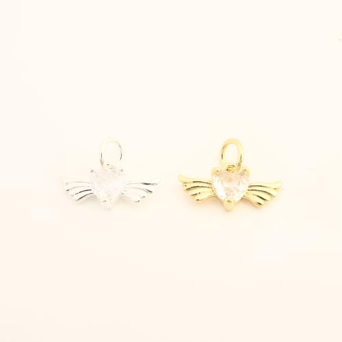Cubic Zirconia Micro Pave bronze Pingente, cobre, Coração, DIY & micro pavimento em zircônia cúbica, Mais cores pare escolha, 12x17x4mm, vendido por PC