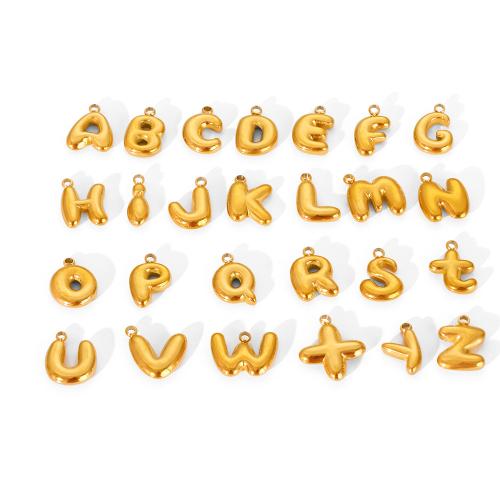 Stainless Steel Letter Pendants 304 Stainless Steel Alphabet Letter gold color plated DIY golden 9-10mm Sold By Bag